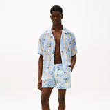 Tommy Hilfiger Print Bowling Shirt in Tropical Floral Sweet Blue