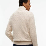 Tommy Hilfiger Pure Lambswool Cable Knit Quarter-Zip Jumper In Heathered Oatmilk