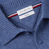 Tommy Hilfiger Pure Lambswool Polo Jumper In Aegean Sea Heather