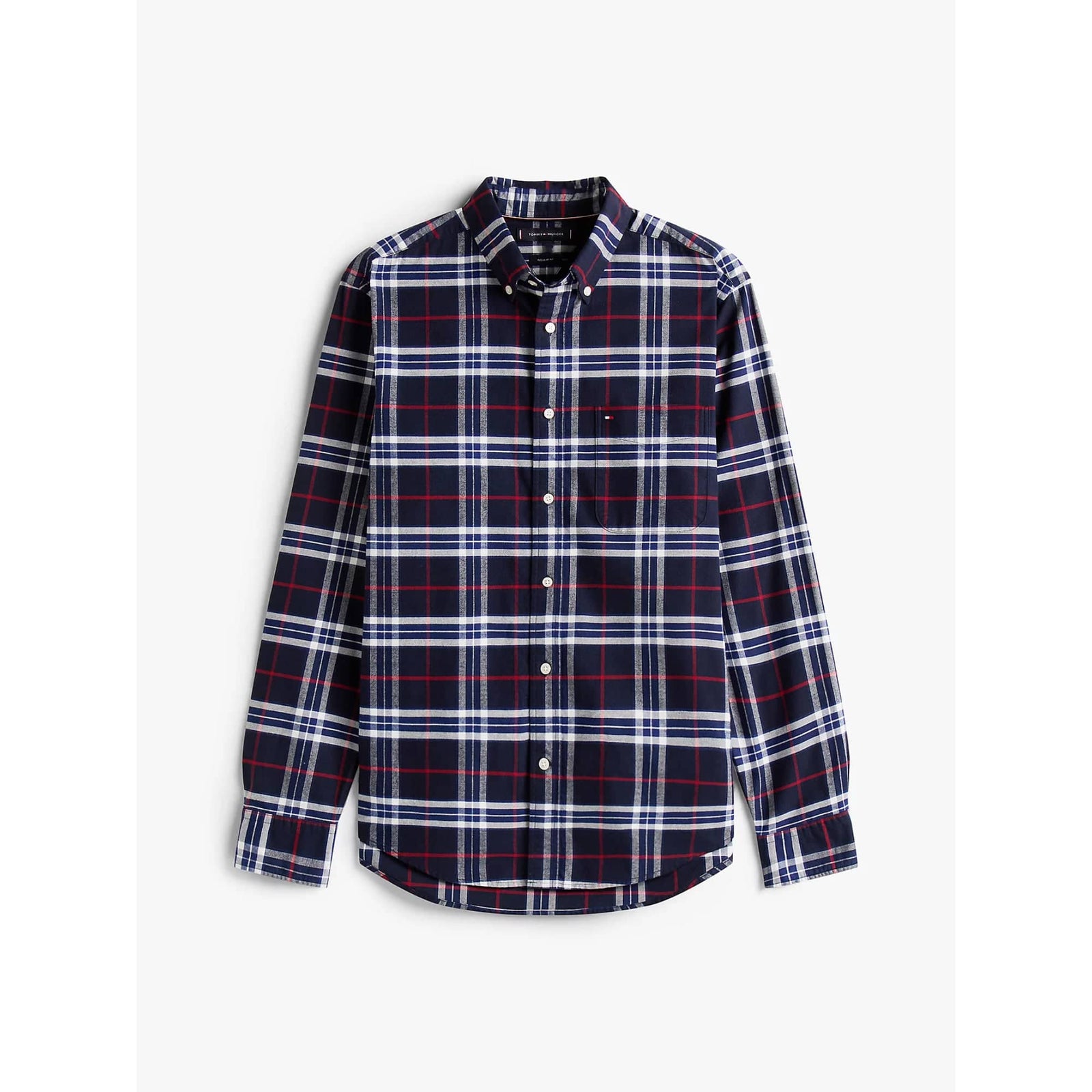 Tommy Hilfiger Regular Fit Brushed Oxford Check Shirt In Navy Blue