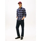 Tommy Hilfiger Regular Fit Brushed Oxford Check Shirt In Navy Blue