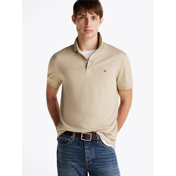 Tommy Hilfiger Regular Fit Interlock Knit Polo Shirt In Sandalwood