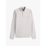 Tommy Hilfiger Regular Fit Long Sleeve Polo Shirt In Light Grey Heather