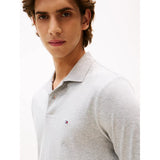 Tommy Hilfiger Regular Fit Long Sleeve Polo Shirt In Light Grey Heather