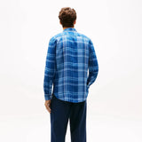 Tommy Hilfiger Regular Fit Madras Check Pure Linen Shirt in risk blue/check