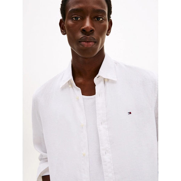 Tommy Hilfiger Regular Fit Pure Linen Shirt In Optic White
