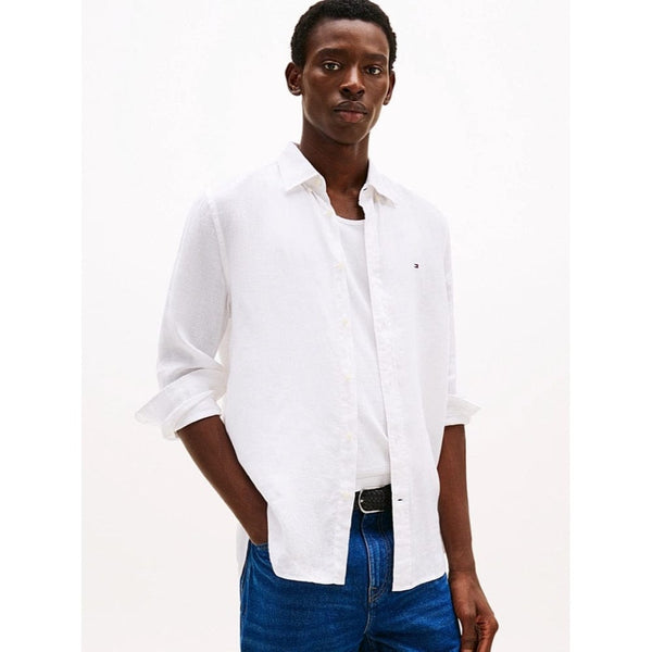Tommy Hilfiger Regular Fit Pure Linen Shirt In Optic White