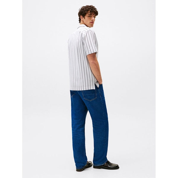 Tommy Hilfiger Regular Fit Stripe Short Sleeve Shirt In Blue