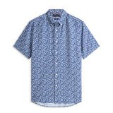 Tommy Hilfiger Regular Fit Tropical Print Short Sleeve Shirt In Blue Jean