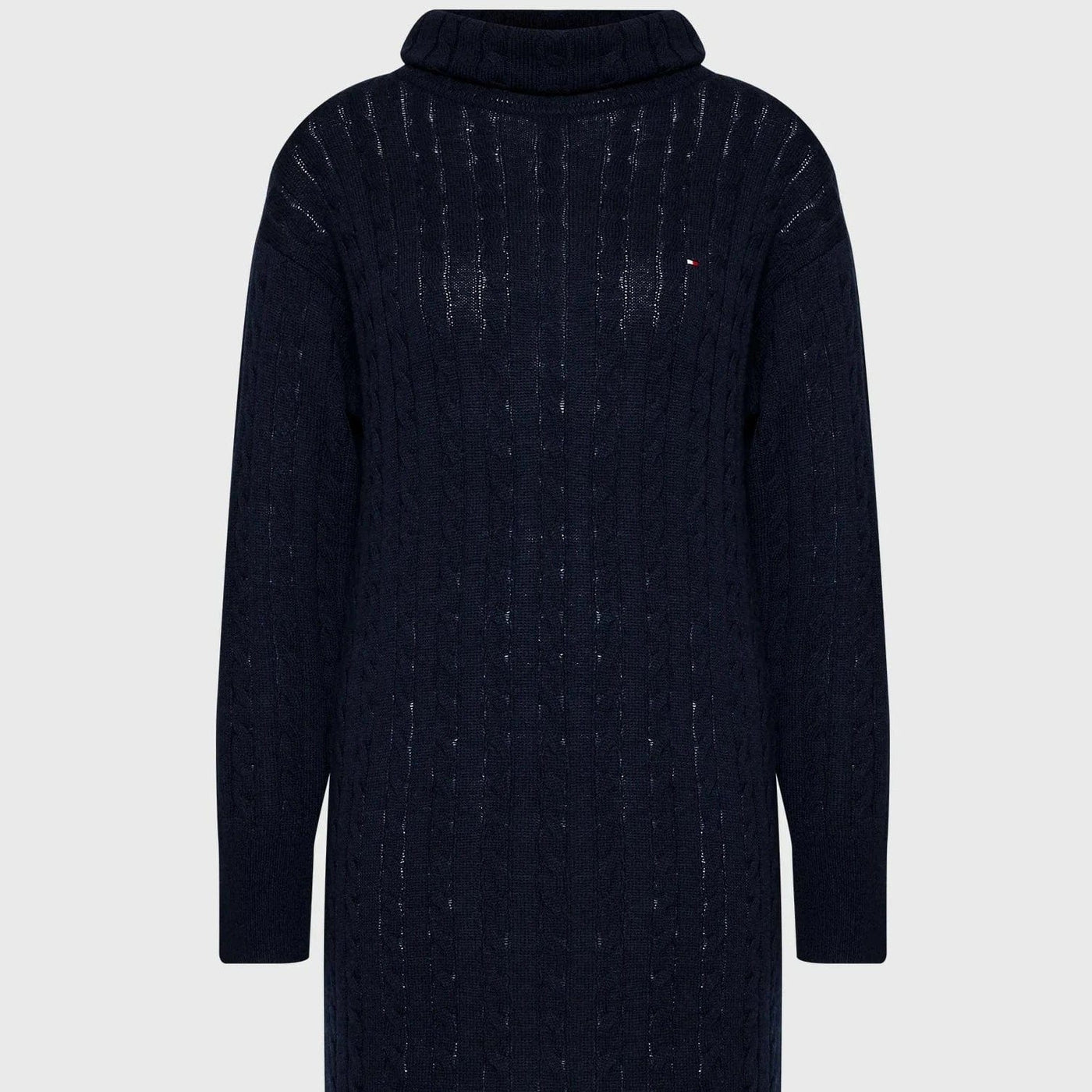 Tommy Hilfiger Relaxed Cable-Knit Wool Roll Neck Navy Dress Tommy Hilfiger Relaxed Cable-Knit Wool Roll Neck Navy Dress