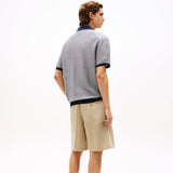 Tommy Hilfiger Relaxed Fit Knit Polo Shirt In Desert Sky/Ivory Petal