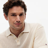 Tommy Hilfiger Relaxed Fit Open Knit Polo Shirt In Muslin