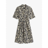 Tommy Hilfiger Relaxed Midi Linen Blend Shirt Dress In Tropical Floral/Black