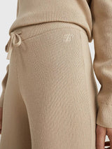 Tommy Hilfiger Ribbed Organic Cotton Wide Leg Trousers Beige