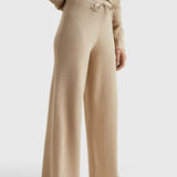 Tommy Hilfiger Ribbed Organic Cotton Wide Leg Trousers Beige