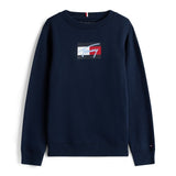 Tommy Hilfiger Script Flag Sweatshirt In Dark Night Navy