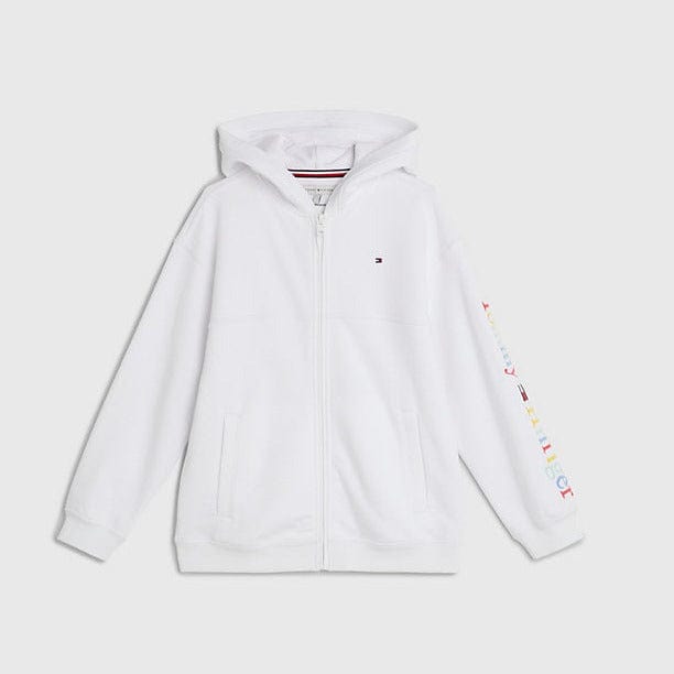 Tommy Hilfiger Sleeve Logo Zip Thru Hoody White