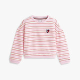 Tommy Hilfiger Smiley Heart Flag Relaxed Sweatshirt In Pearly Pink Stripes