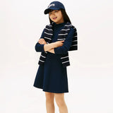 Tommy Hilfiger Sparkle Logo Mock Neck Skater Dress Dark Blue