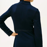 Tommy Hilfiger Sparkle Logo Mock Neck Skater Dress Dark Blue