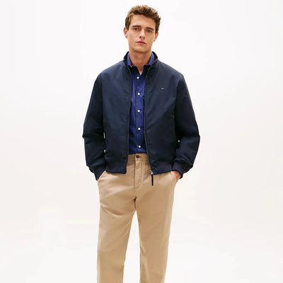 Tommy Hilfiger Stand-Up Collar Relaxed Harrington Jacket in Navy Blue