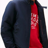 Tommy Hilfiger Stand-Up Collar Relaxed Harrington Jacket in Navy Blue