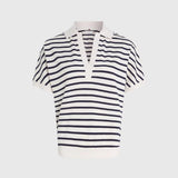 Tommy Hilfiger Stripe Relaxed Fit Polo In White/Desert Sky