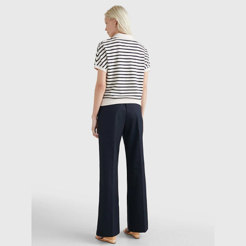 Tommy Hilfiger Stripe Relaxed Fit Polo In White/Desert Sky