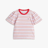 Tommy Hilfiger Stripe Relaxed Jersey Crew Neck Top In Pearly Pink Stripes