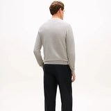 Tommy Hilfiger Textured Knit Crew Neck Jumper In Light Grey Heather