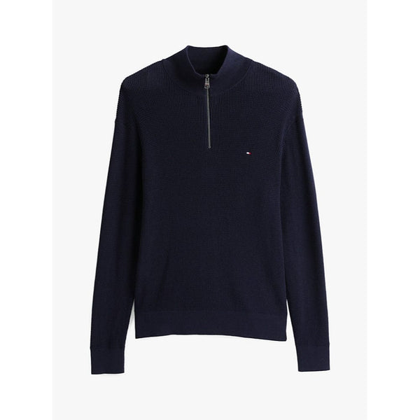 Tommy Hilfiger Textured Quarter-Zip Jumper In Desert Sky