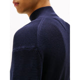 Tommy Hilfiger Textured Quarter-Zip Jumper In Desert Sky