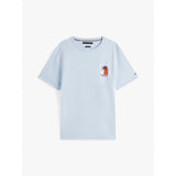 Tommy Hilfiger Tropical Logo Crew Neck T-Shirt In Breezy Blue