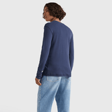 Tommy Jeans Long Sleeved Ribbed Organic Cotton T-Shirt Black Iris