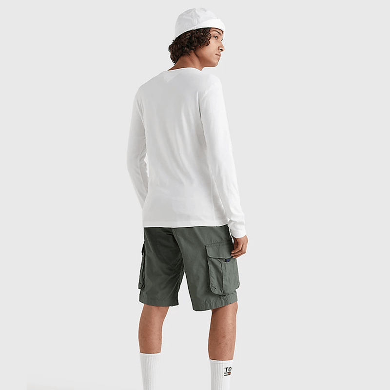Tommy Jeans Long Sleeved Ribbed Organic Cotton T-Shirt Classic White