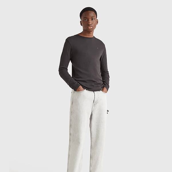 Tommy Jeans Long Sleeved Ribbed Organic Cotton T-Shirt Tommy Black