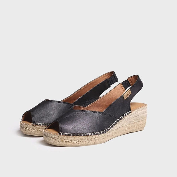 Toni Pons Bernia-P Women's Wedge Espadrilles In Black Leather