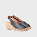 Toni Pons Laila Leather Espadrille Wedge Black
