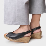 Toni Pons Laila Leather Espadrille Wedge Black