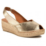 Toni Pons Leather Wedge Espadrilles In Platinum