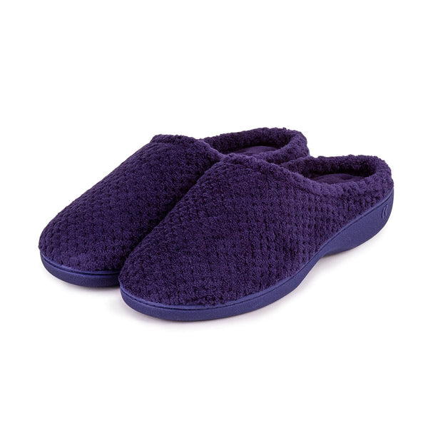 Totes Isotoner Ladies Popcorn Terry Mule Slippers Navy