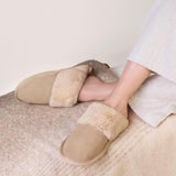 Isotoner®Suede Mule Slipper With Fur Cuff In Sand