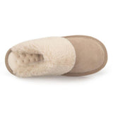 Isotoner®Suede Mule Slipper With Fur Cuff In Sand