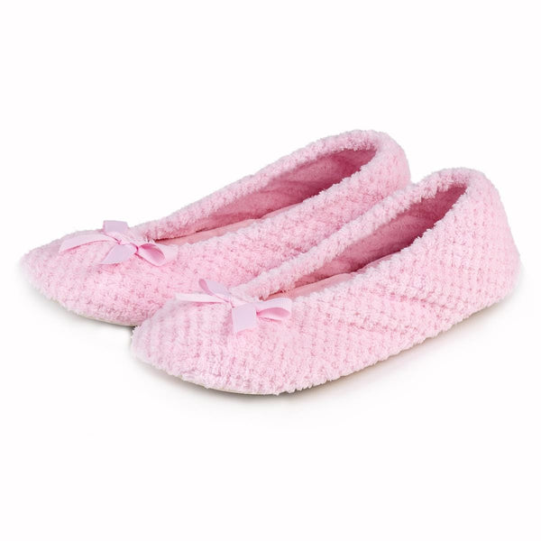Totes Isotoner Ladies Popcorn Ballet Slippers Pale Pink