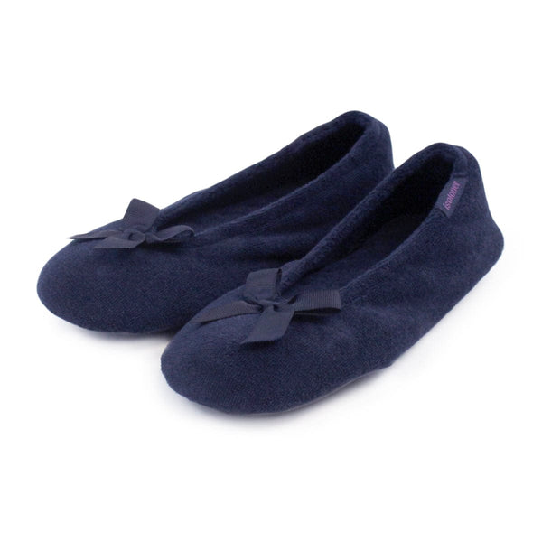 Totes Terry Ballerina Slippers Navy