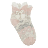 Totes Chenille Crop Knitted Slipper Socks In Pink Multi