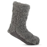 Totes Faux Fur Bootie Slipper Socks In Charcoal