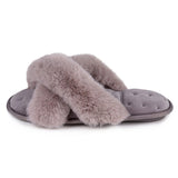 Totes Fluffy Cross Front Slippers