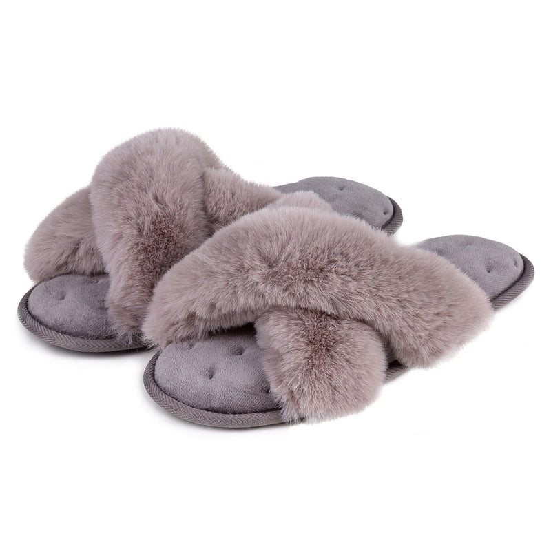 Totes Fluffy Cross Front Slippers