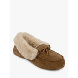 Totes Genuine Suede Moccasin with Faux Fur Lining Slippers In Tan